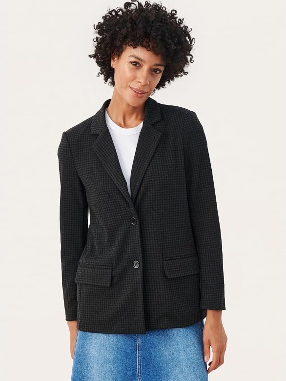 PART TWO Victoriana Dark Grey Houndstooth Check Tailored Blazer NWT Size 8